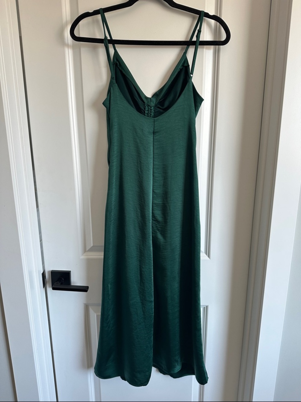 APRICOT Emerald Green Satin Ruched Midi Dress - Picture 4 of 9